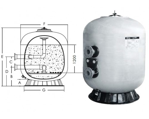 Фильтр  д.1200мм Emaux K1200 (без обвязки) 4bar 88013513