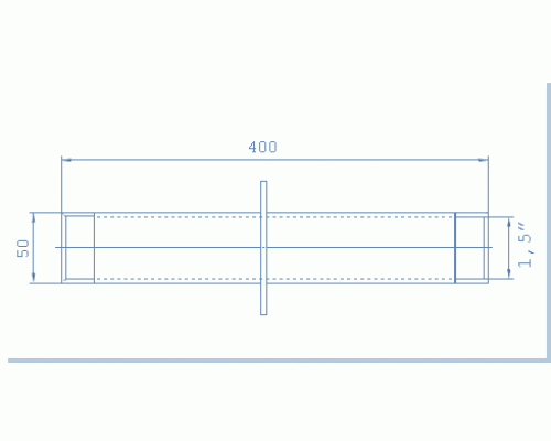 Стеновой проход АТ 09.02 L=400 мм., 1 1/2" В.Р. х 1 1/2" В.Р. (плитка) из нержавеющей стали