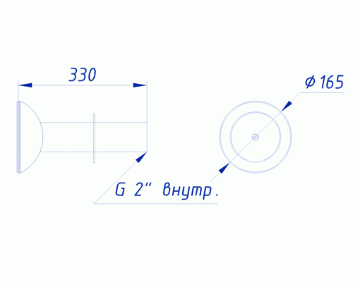 Водозабор АТ 06.06 D=165 мм, L=300 мм, боковой (антивихревой) (универс., 30 м3/ч) из нержавеющей стали AISI-304 Водозабор АТ 06.06 D=165 мм, L=300 мм, боковой (антивихревой) (универс., 30 м3/ч) из нержавеющей стали AISI-304