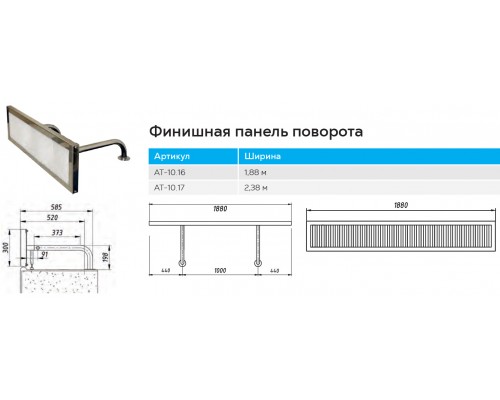 Финишная поворотная панель АТ 10.16 (шириной 1,88 м.) из нержавеющей стали