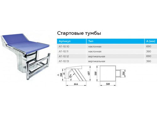 Стартовая тумба АТ 10.12 вертикальная 690 мм. из нержавеющей стали