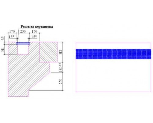 Решетка переливная (Н30 мм 250мм) Emaux DE2625 (Opus) 88170812