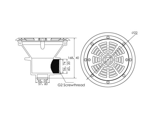 Слив донный Aquaviva EM2837 (универс., ВР 2", 13 м3/ч)