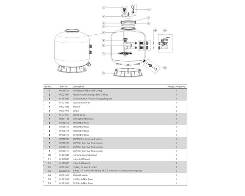 Фильтр Aquaviva SP450 (д.450 мм., 45 кг., 50 мм., боковое соед-е, 7,8 м3/ч)