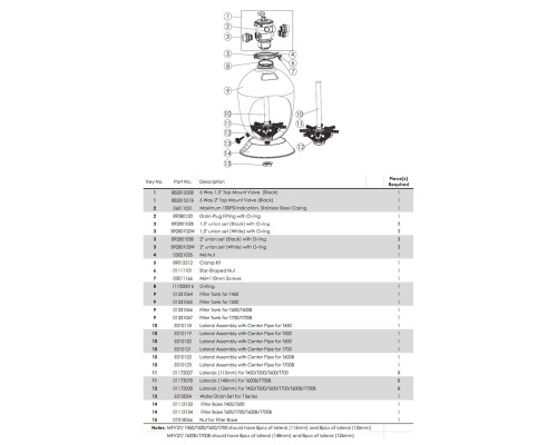 Фильтр Aquaviva T700 Volumetric (д.700 мм., 200 кг., 50 мм., верхнее соед-е, 19,5 м3/ч)