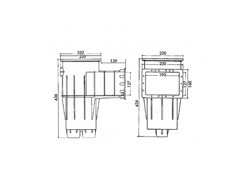 Скиммер Hayward 3111DGR Premiun Standart (универс.) (ВР 2" / 63 мм. / перелив 32 мм.) стандартный