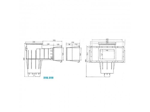 Скиммер Hayward 3119 Premium Wide (универс.) (ВР 2" / 63 мм. / перелив 32 мм.) с широкой рамкой
