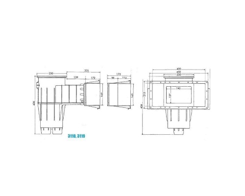 Скиммер Hayward 3119 Premium Wide (универс.) (ВР 2" / 63 мм. / перелив 32 мм.) с широкой рамкой