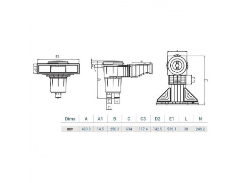 Скиммер Hayward 3139 Mirror (универс.) (ВР 1 1/2" / НР 2") с широкой рамкой