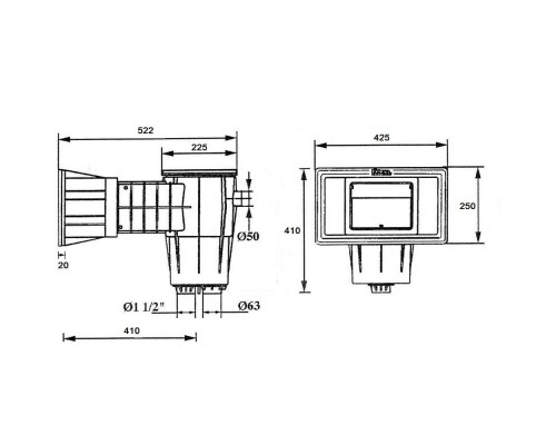 Скиммер KRIPSOL SKA.C Wide (плитка) (ВР 1 1/2") с широкой рамкой