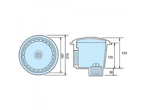 Слив донный Hayward WG1054AVE антивихревой (под плитку, ВР 1 1/2" / ВР 2", 28 м3/ч)