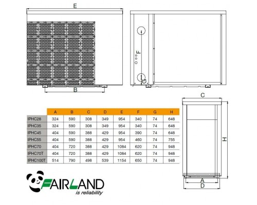 Тепловой насос Fairland IPHCR100T (35.8 кВт, инверторный, до 165 м3, воздух от -7 до 43°C, вода от 12 до 35°C)